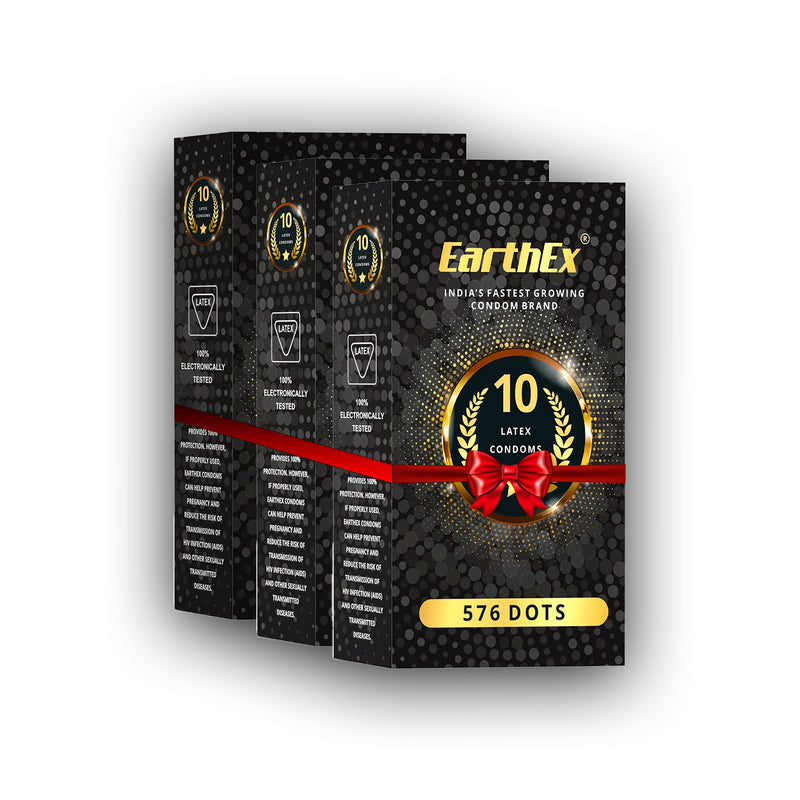 EarthEx 576 Dotted - 30 Condoms, 10s(Pack of 3)